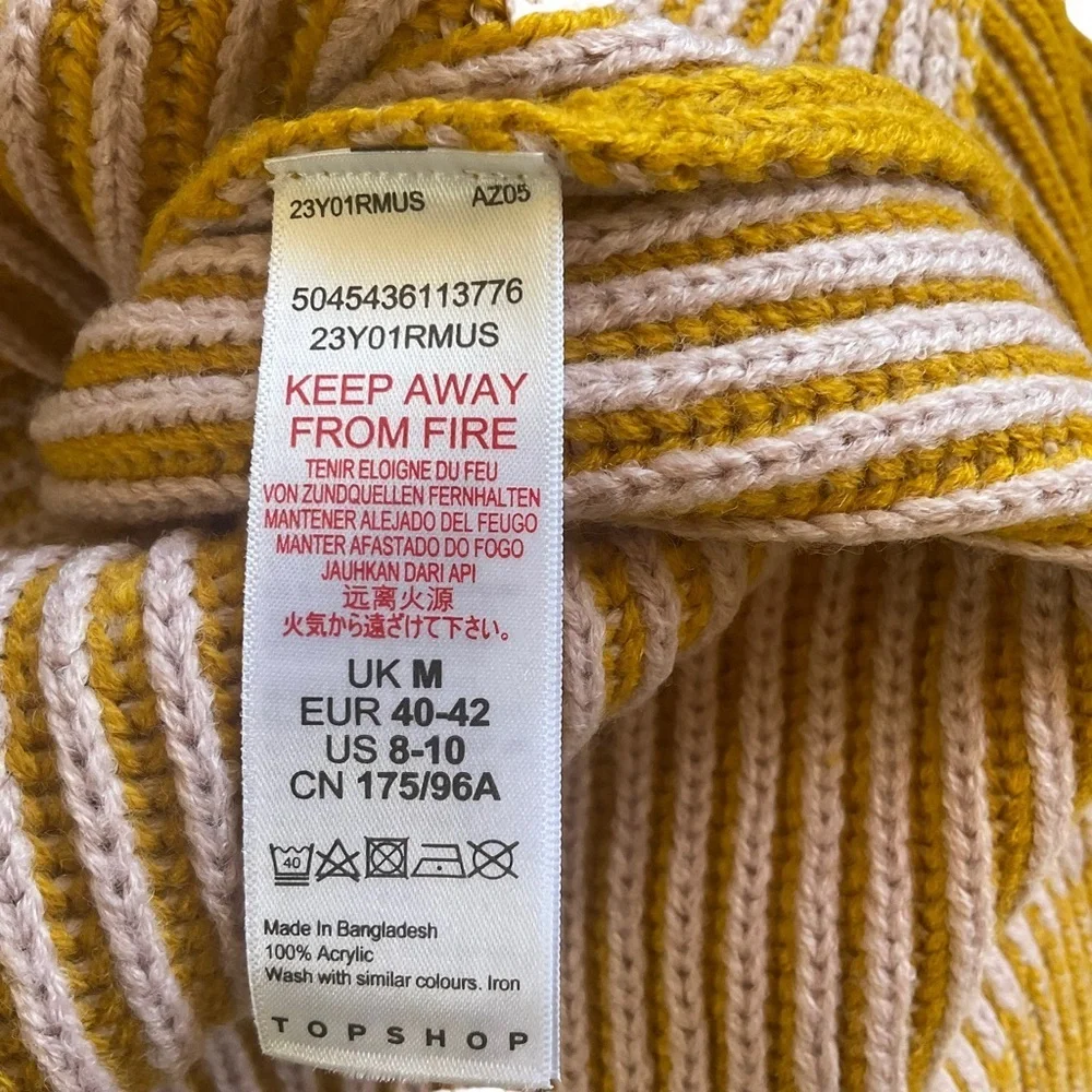 Topshop Mustard Ribbed Funnel Neck Sweater
